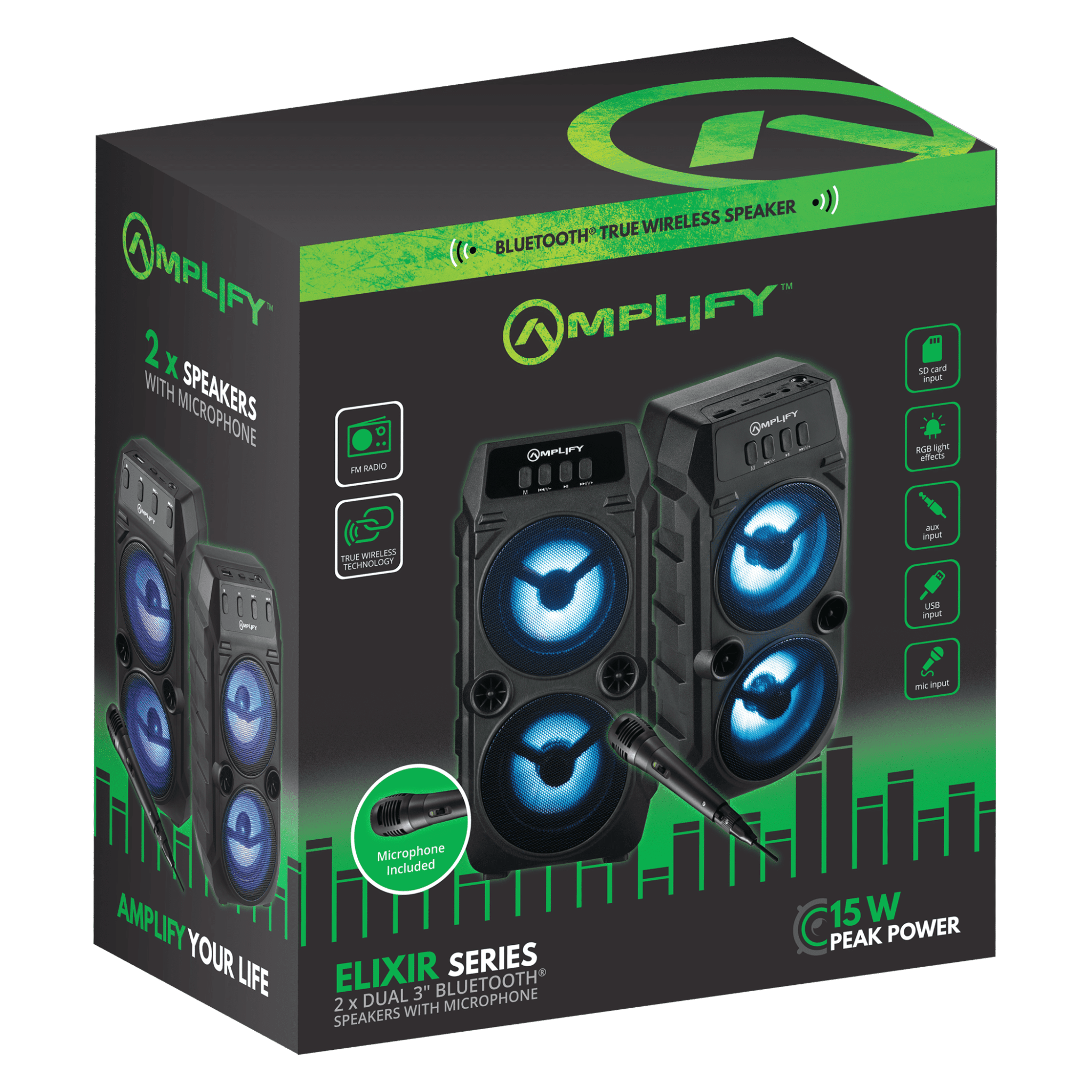 Elixir Series Dual 3″ Bluetooth Speaker with 1 x