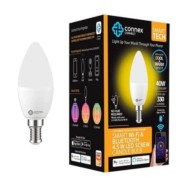 Smart WiFi Bulb 4W LED White Candle Screw