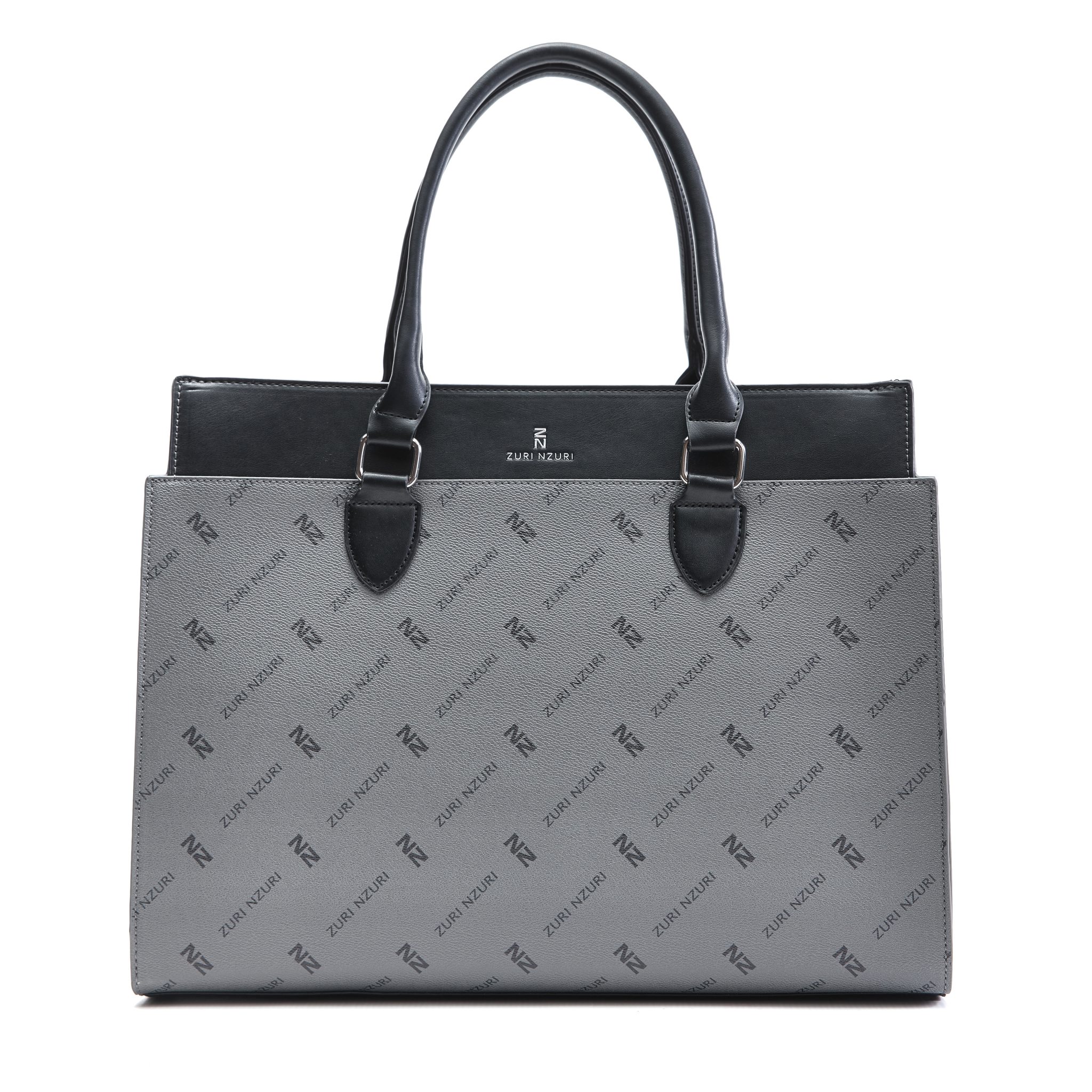 ZURI Nzuri Product Packshots-638 Aban Zuri Print Grey & Charcoal Laptop Business Bag - Image 1