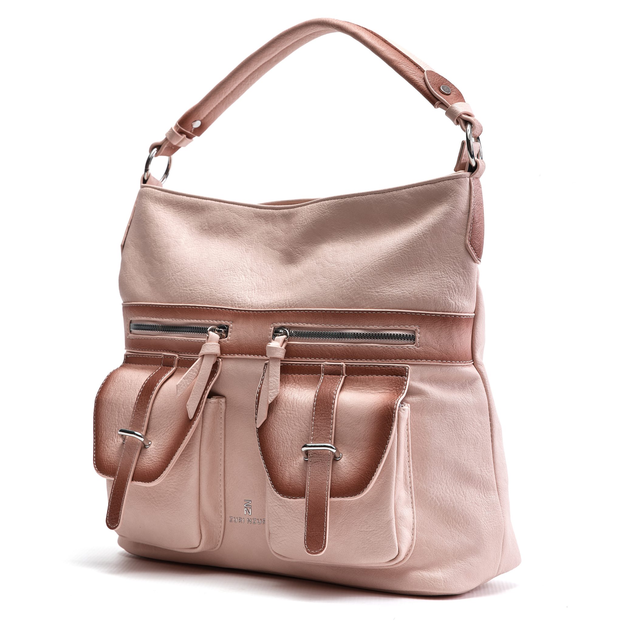 ZURI Nzuri Product Packshots-651 Fafanto Blush Pink Utility Pocket Hobo Bag - Image 1