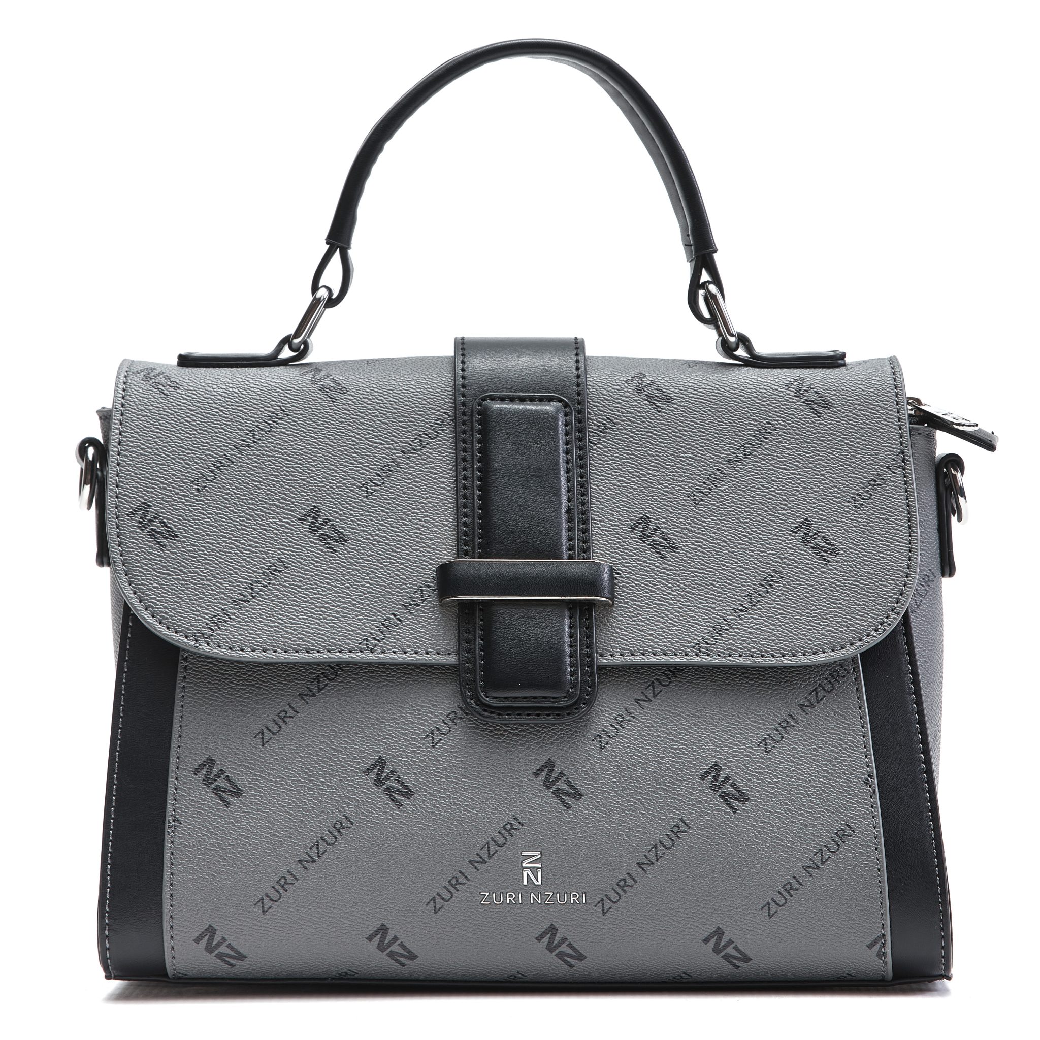 ZURI Nzuri Product Packshots-666 Aban Zuri Print White Charcoal Laptop Business Bag - Image 1
