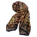 Aban Black With Gold Accents Silk Feel Scarf
