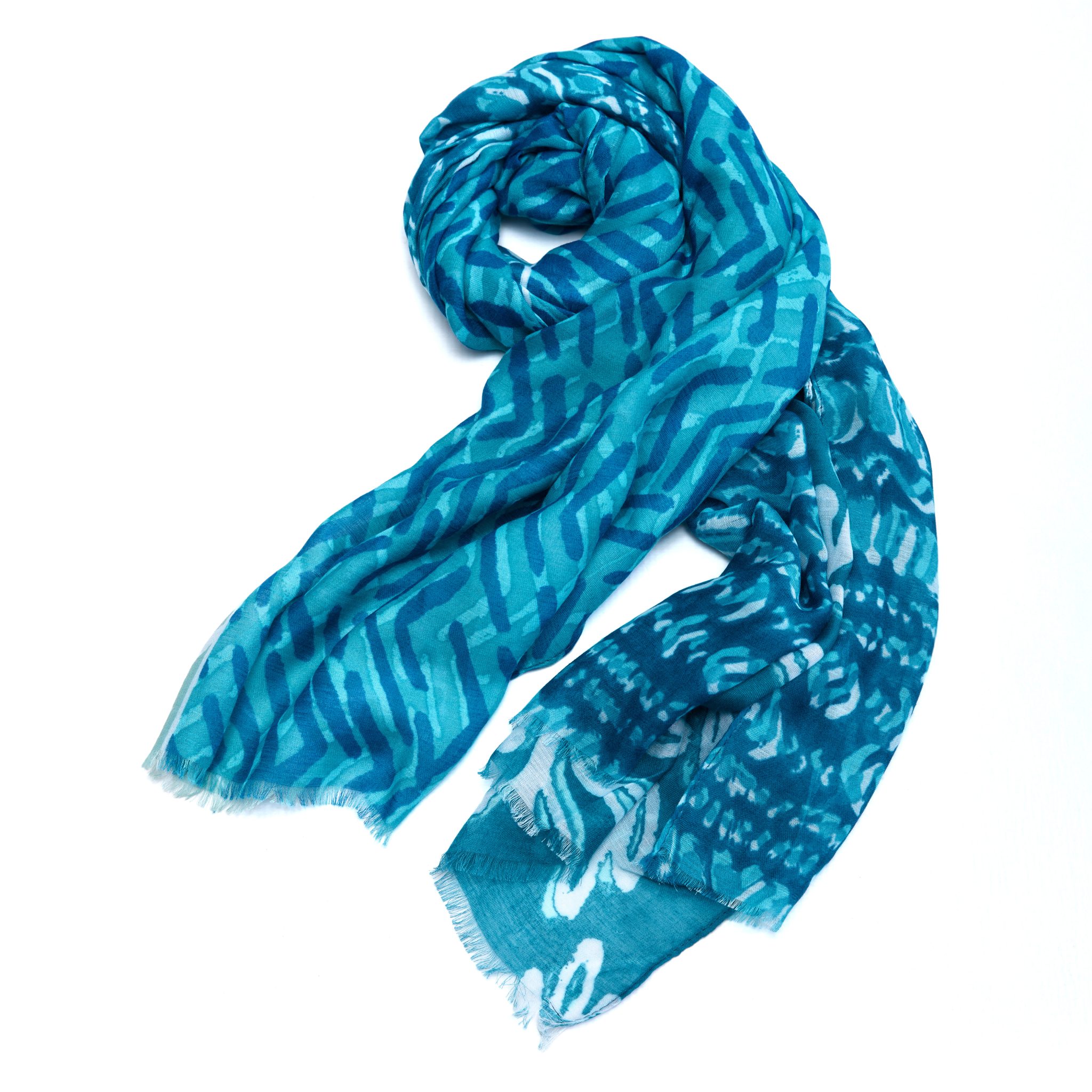 ZURI Nzuri Product Packshots-777 Sankofa Blue Cotton Scarf - Image 1