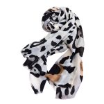 Abe Dua Black & Cream Leopard Print Cotton Scarf