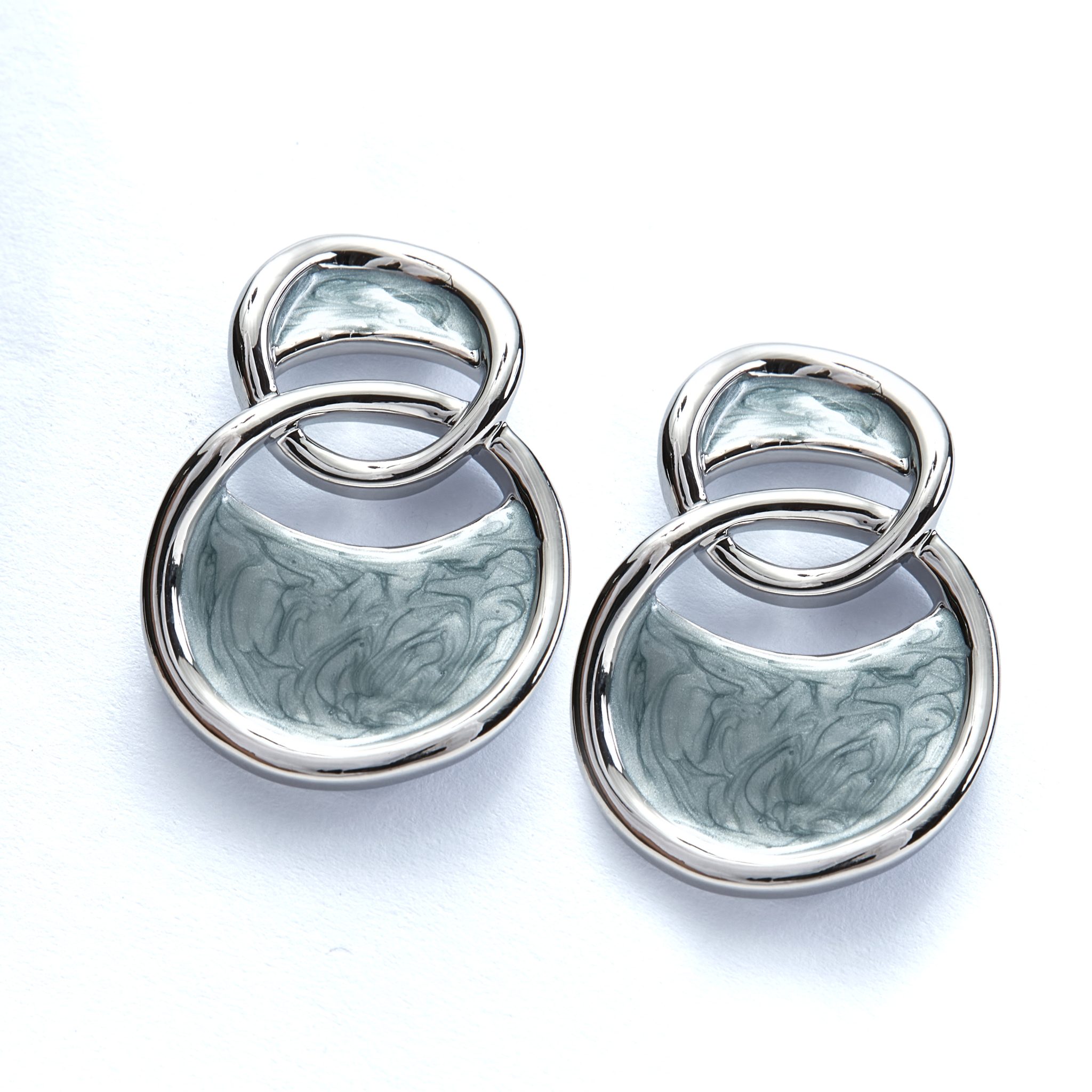 ZURI Nzuri Product Packshots-793 Sankofa Soft Blue & Rhodium Plated Drop Earings - Image 1