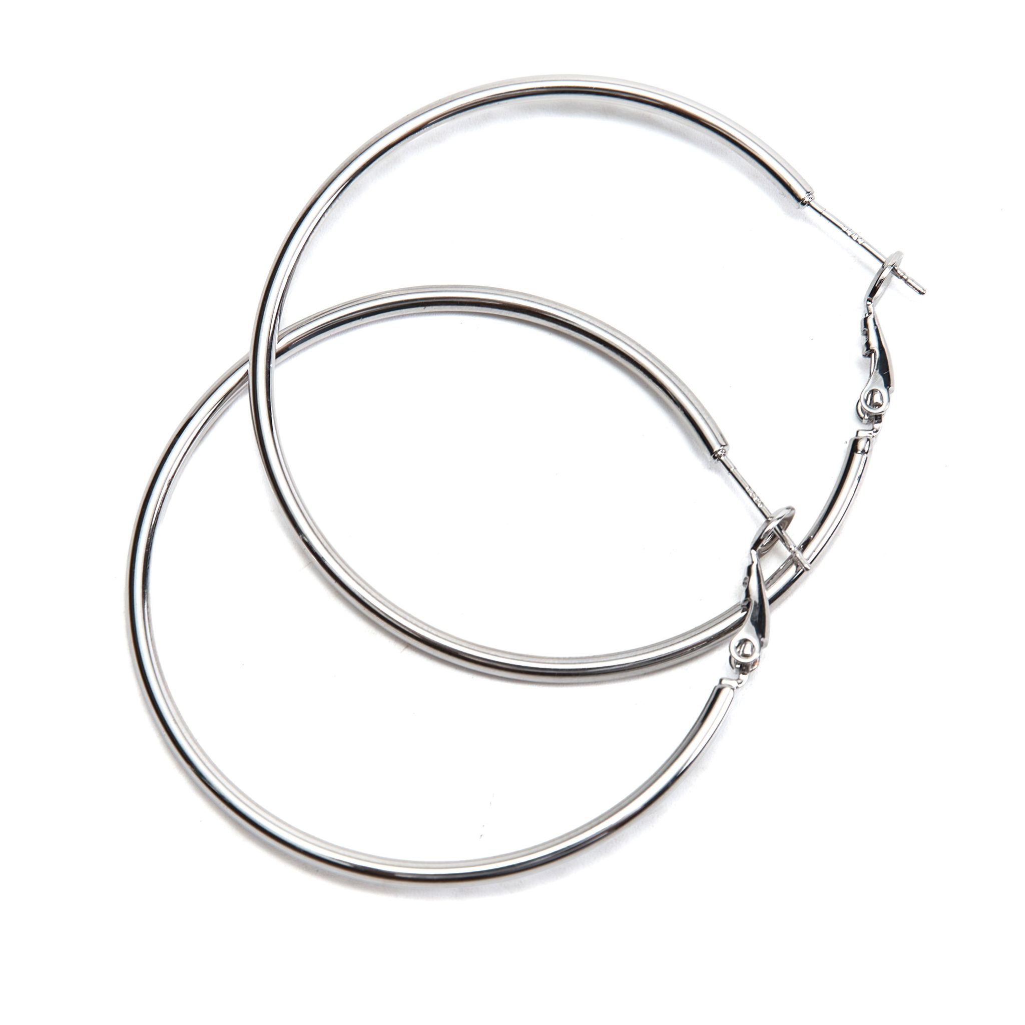ZURI Nzuri Product Packshots-801_result Fafanto Rhodium Plated Thin Hoop Earings - Image 1